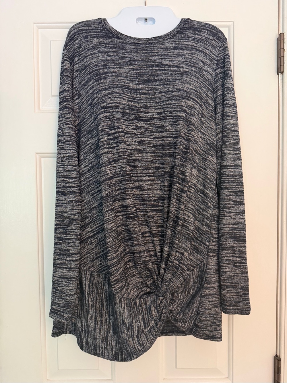 Banana Republic Gray Marled Twist Front Long Sleeve Knit Top Women's L